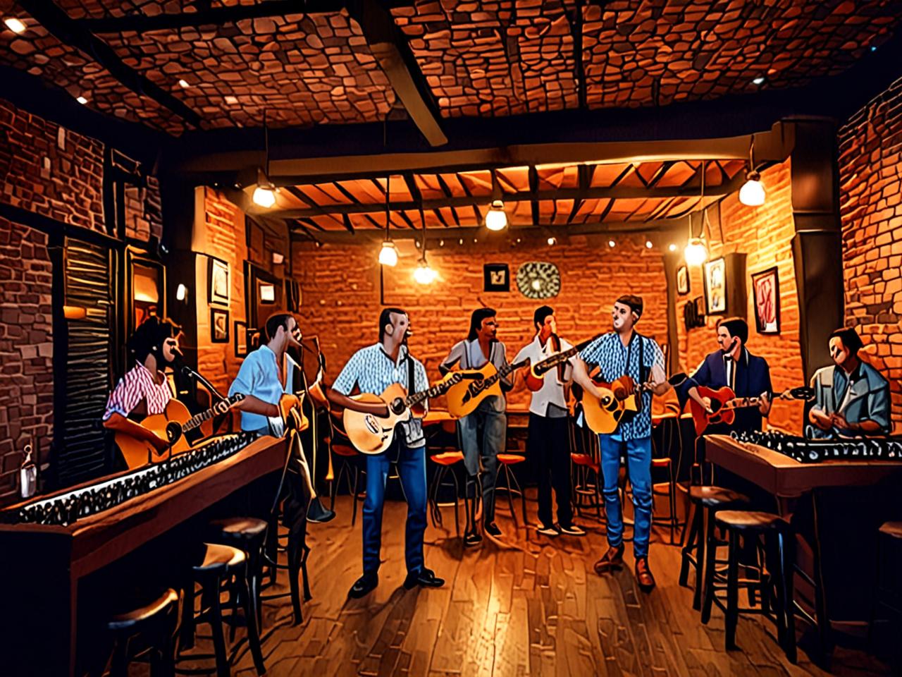 Banda tocando no palco