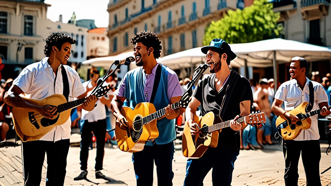 Banda tocando no palco