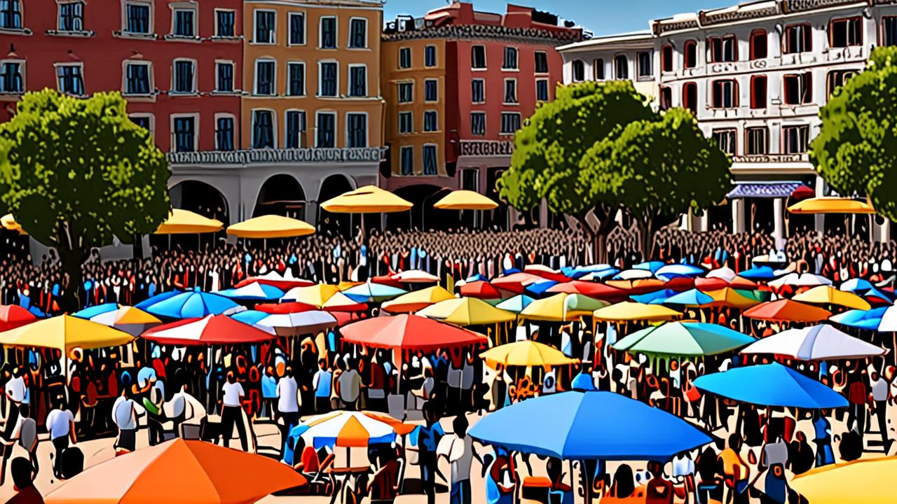 Praça cheia durante o forró