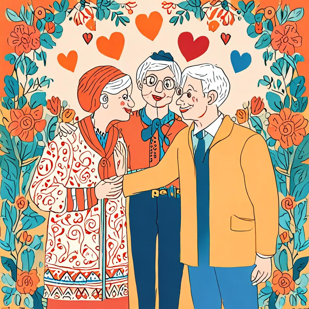 Ilustração de casal de idosos