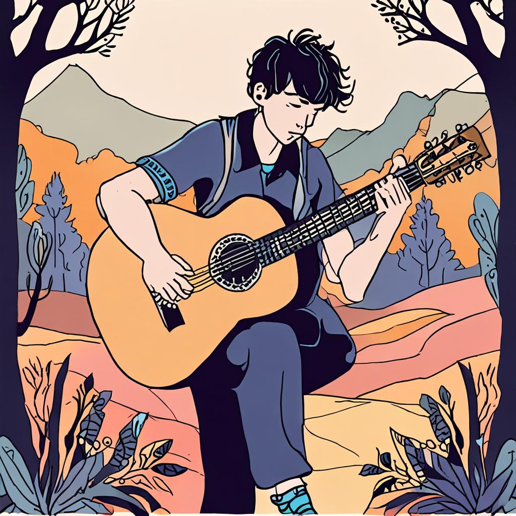 Ilustração de menino tocando violão